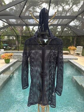 Marika Balance Cover Up Collection Navy Blue Mesh Top Size XL Summer